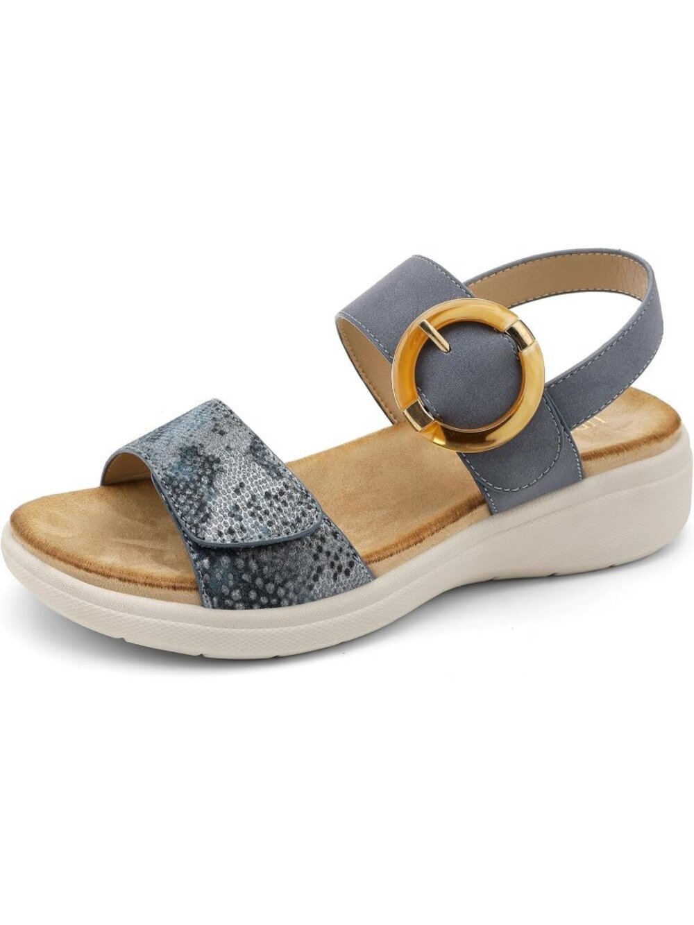Women's Blue Summer Comfortable Open Toe Comfy Casual Wedge Walking Sandals